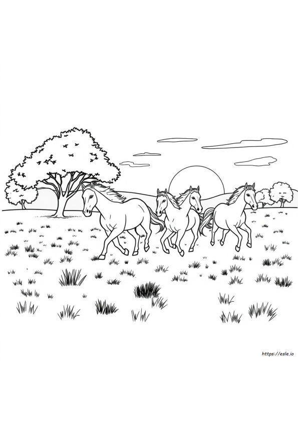 Herd De Cai Sălbatici De Colorat
