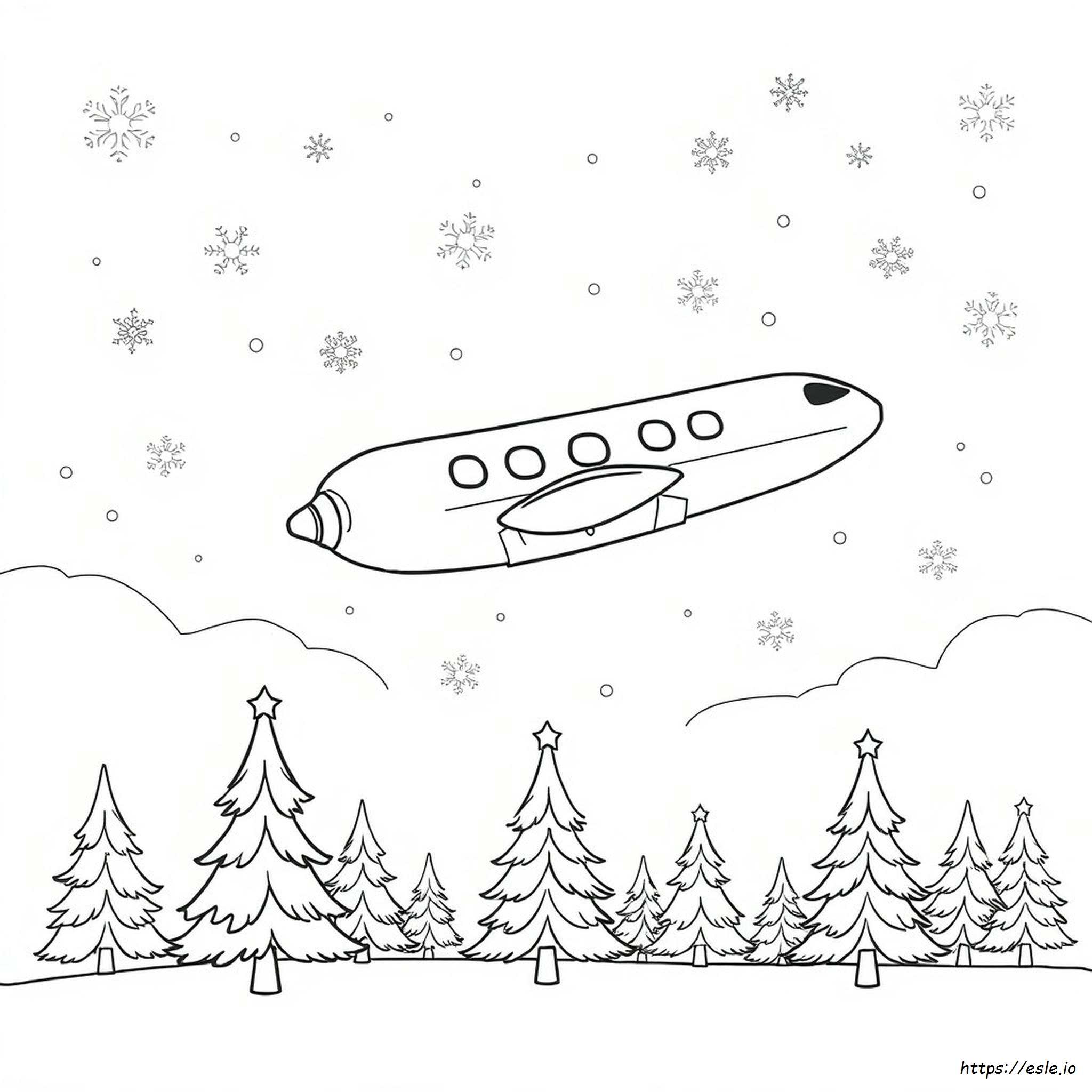 Christmas Airplane Coloring Page