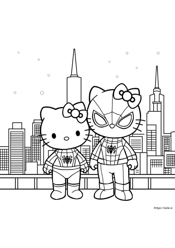 Dibujos Para Colorear De Spiderman Y Hello Kitty. Dibujo De Spiderman.