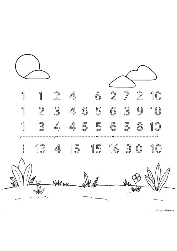 Number Tracing Coloring Pages