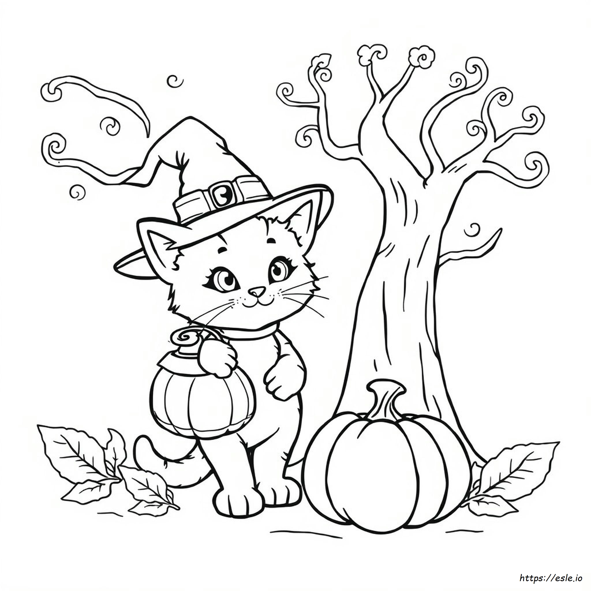 Halloween Kitty Cat Coloring Pages
