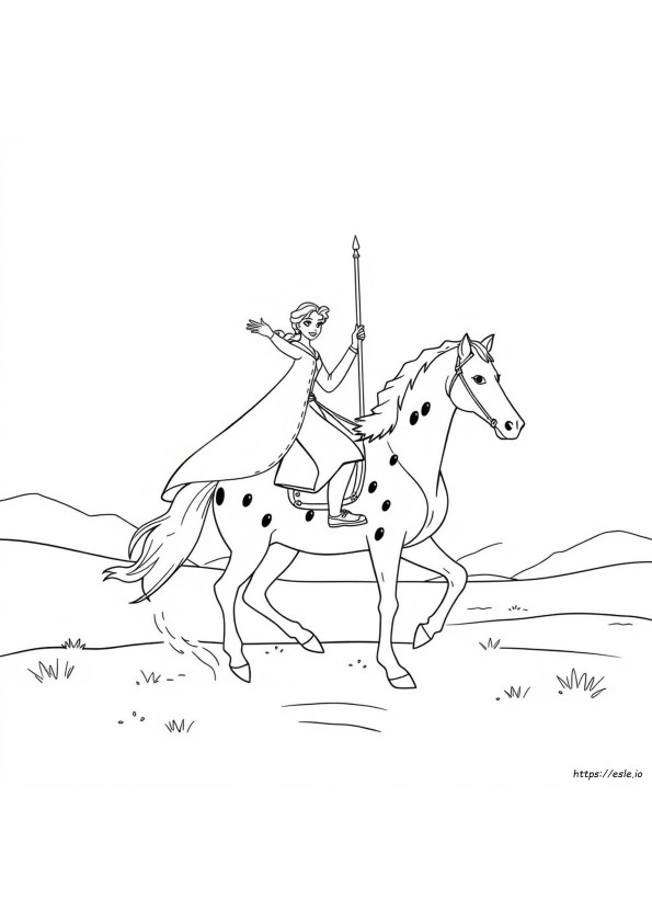 Elsa On Horse Coloring Page