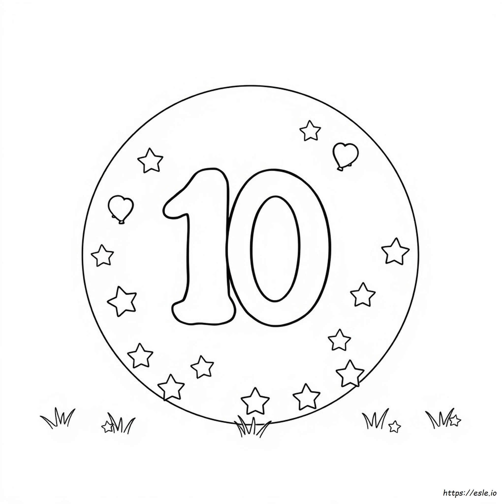 The Number 10 Coloring Page