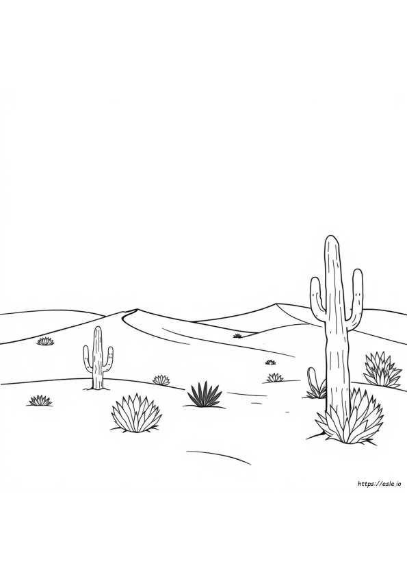 Paisagem Do Deserto Para Colorir