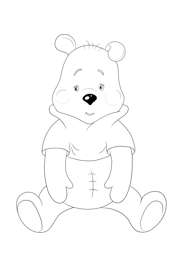 Winnie the Pooh sitting is waiting to be downloaded and colored quickly