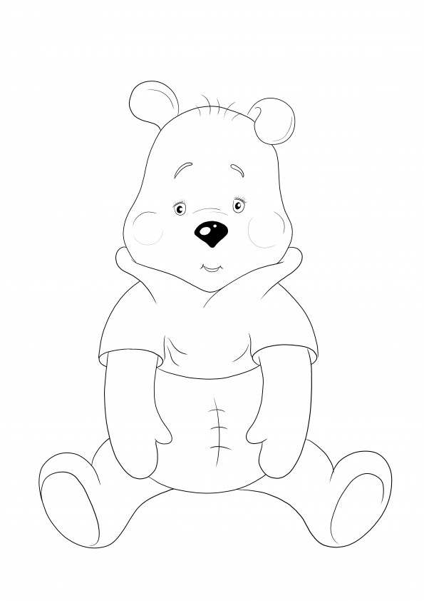 Winnie the Pooh sitting is waiting to be downloaded and colored quickly