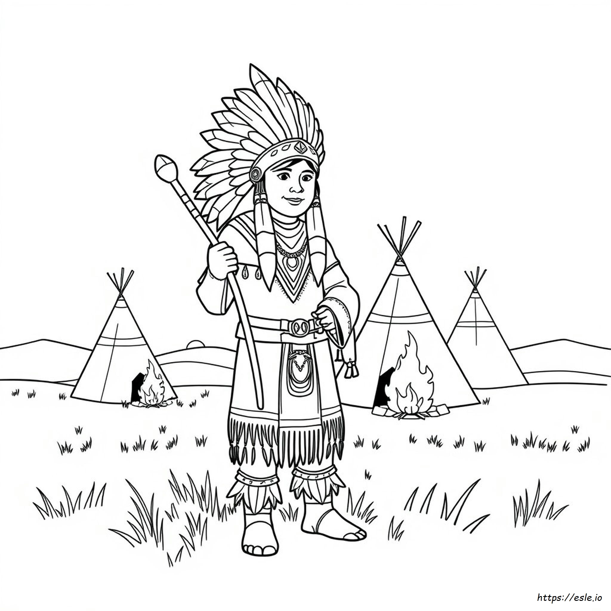 Indian Chief Coloring Page