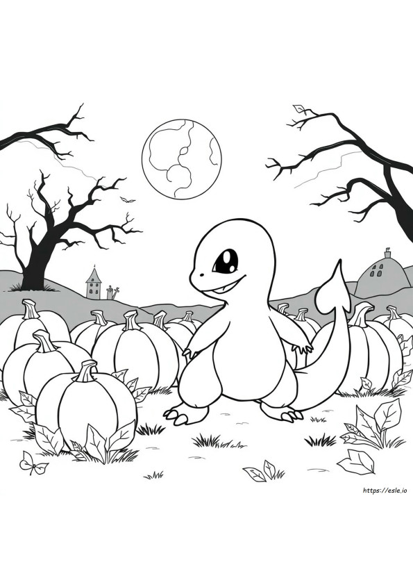 Charmander Halloween Coloring Page