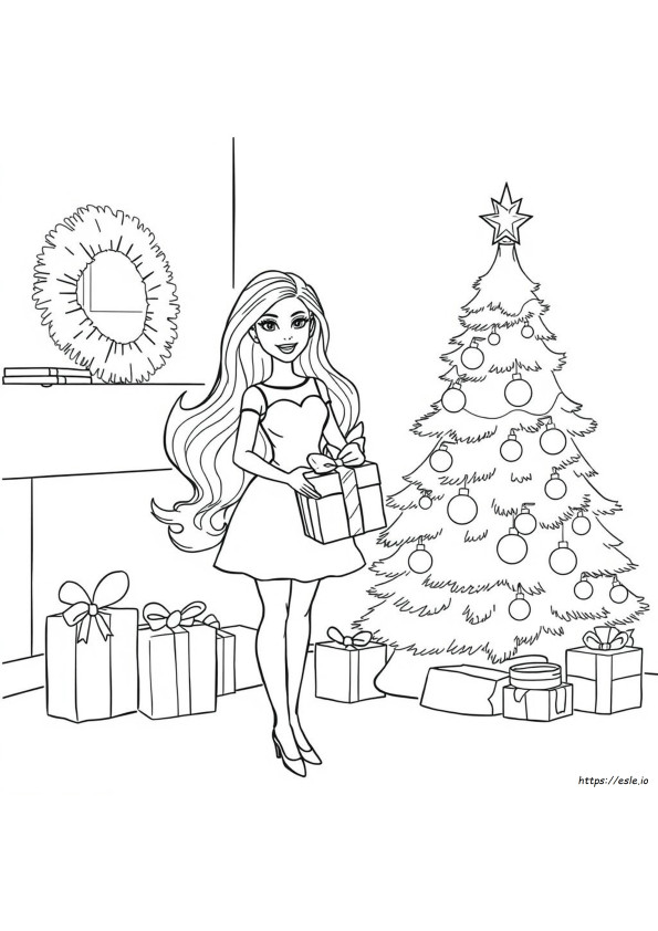 Christmas Barbie Coloring Pages