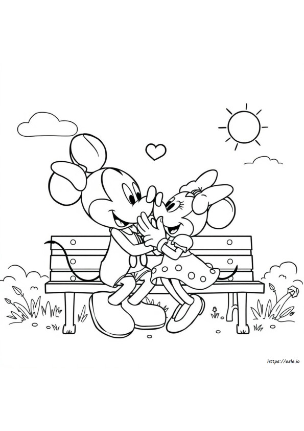 Mickey Dan Minnie Mouse Berciuman Gambar Mewarnai