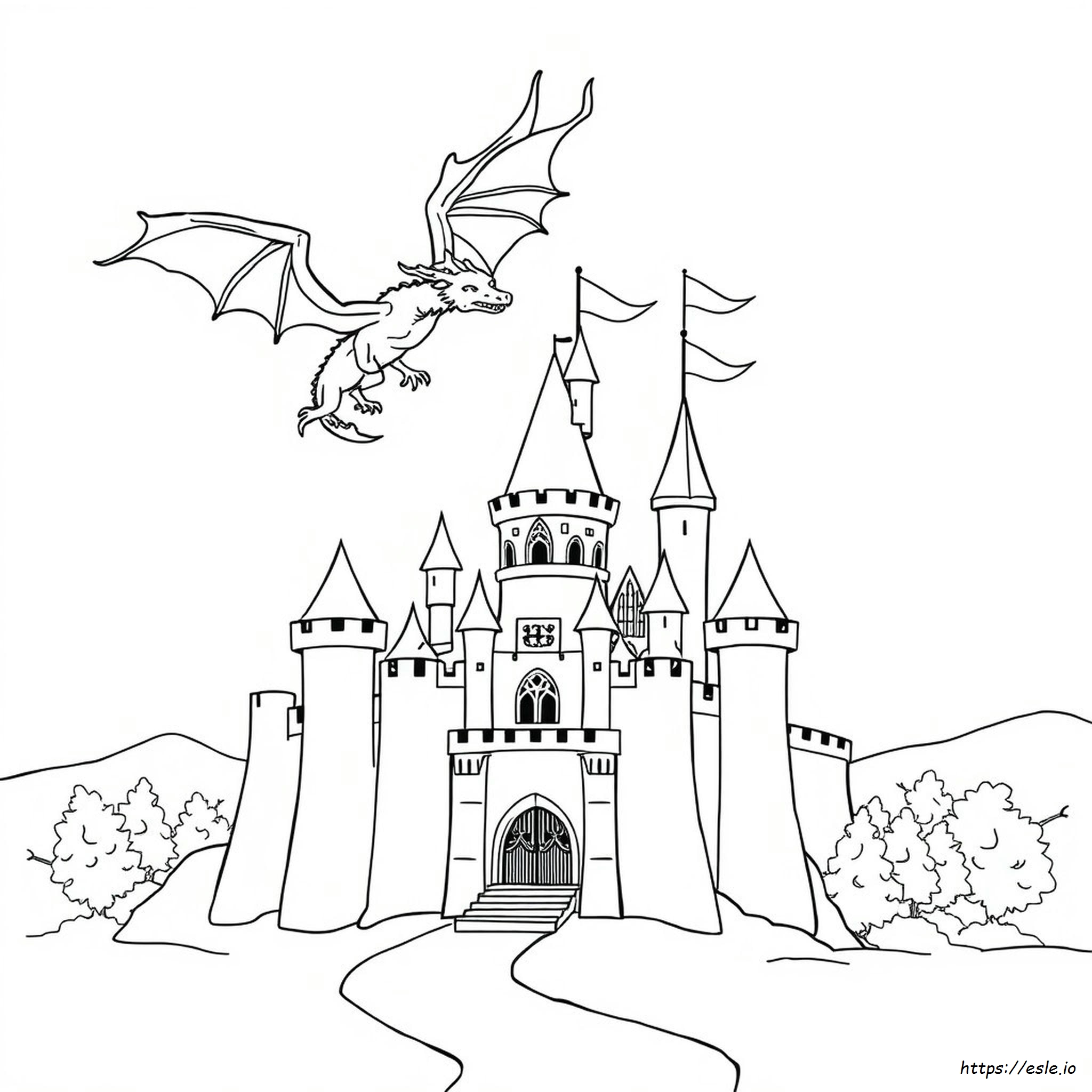 Castle And Dragon Coloring Pages
