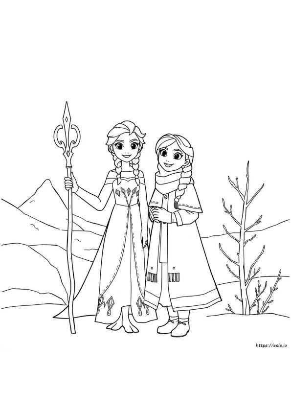 Elsa And Anna Colouring Pictures