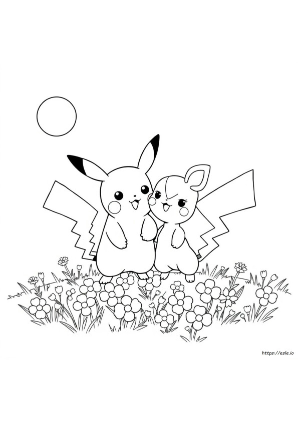 Pikachu Și Mew De Colorat