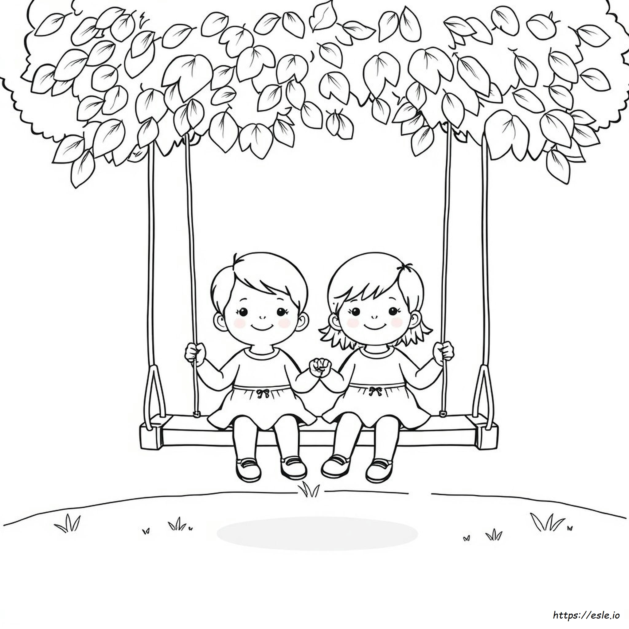 Cute Twin Coloring Pages