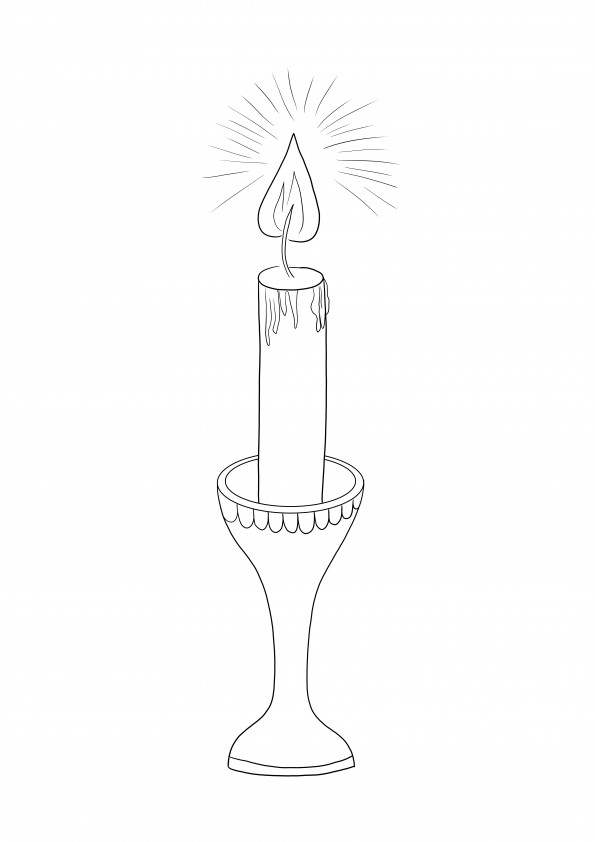 Uma vela acesa pronta para ser colorida para uma celebração de alegria de Natal - grátis para baixar ou imprimir
