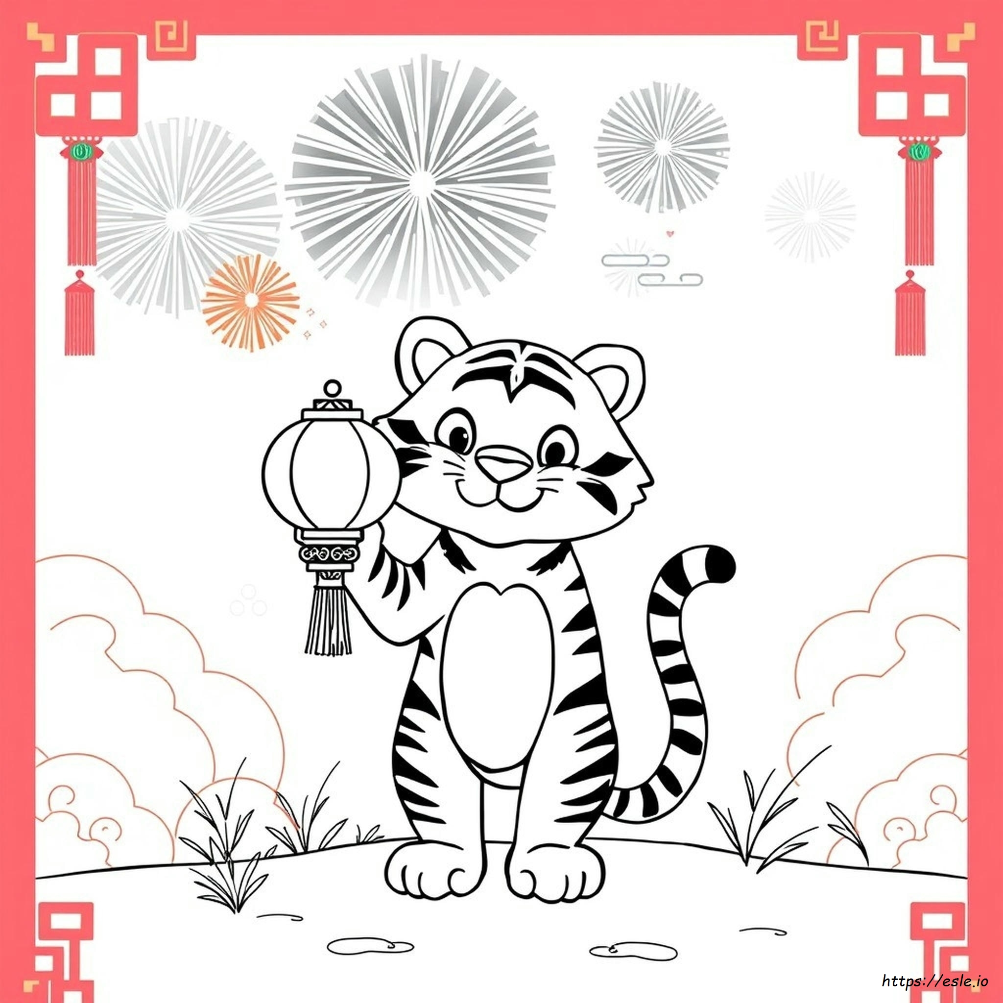 Año Nuevo Chino: Tigre Para Colorear