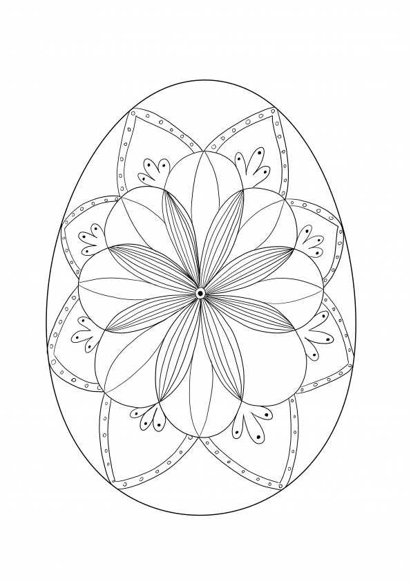 Intricate Easter Egg coloring page for free printing for kids of all ages