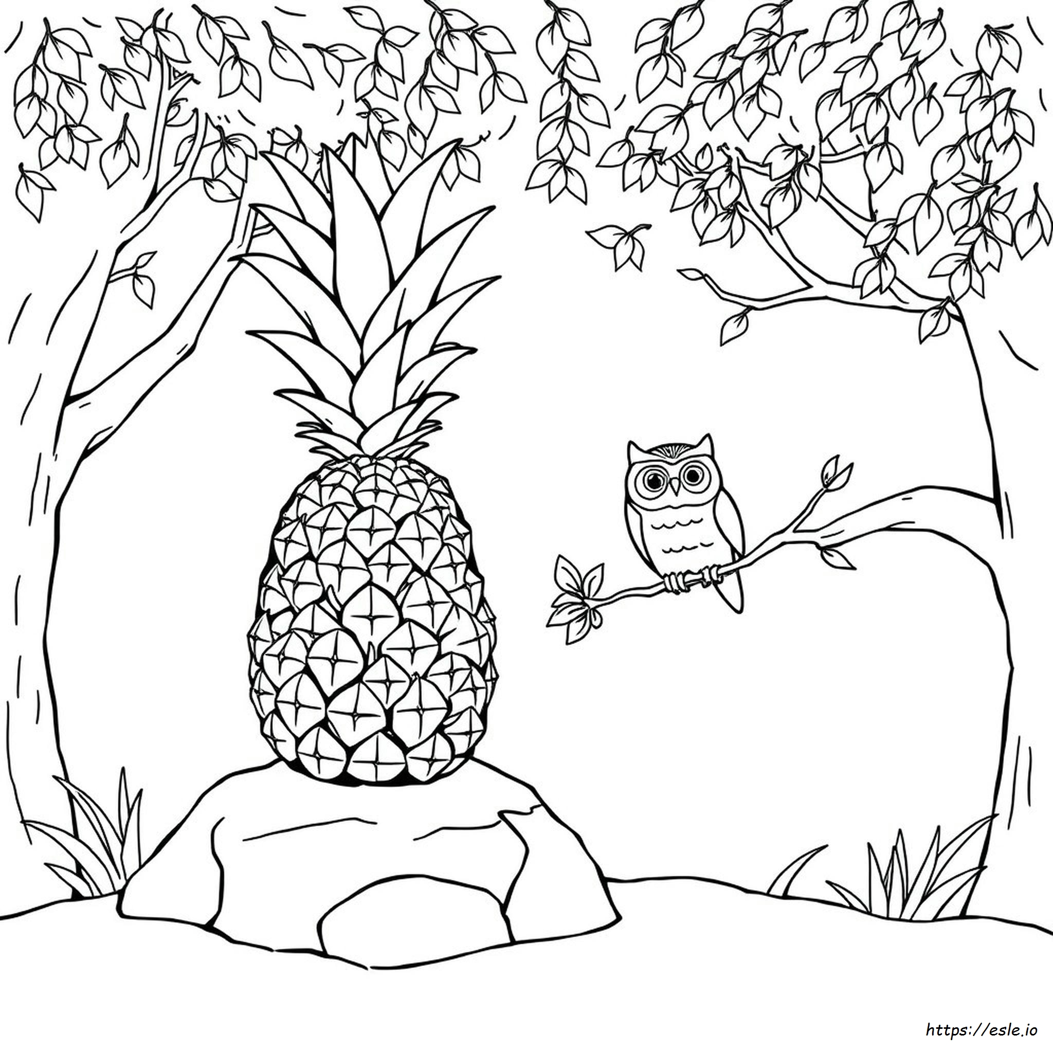 Pineapple Owl Coloring Page