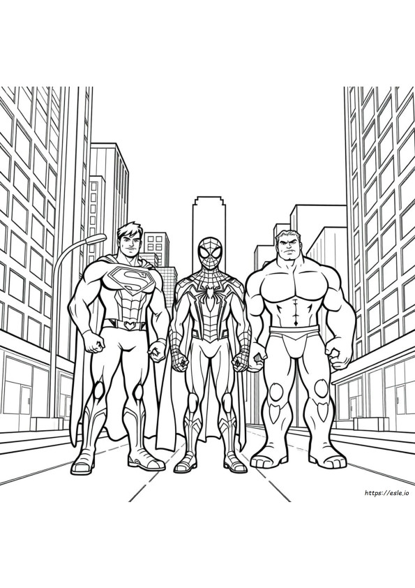Superman Spiderman Hulk Coloring Pages