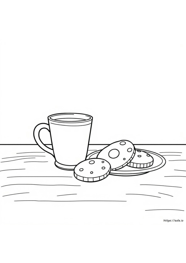 かわいいミルクとクッキーの無料塗り絵