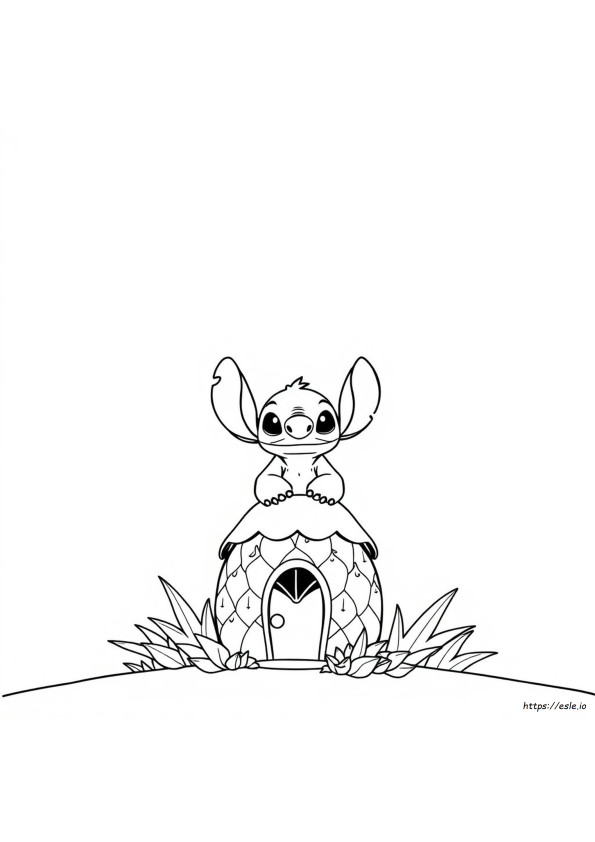 Stitch In A Pineapple Coloring Page