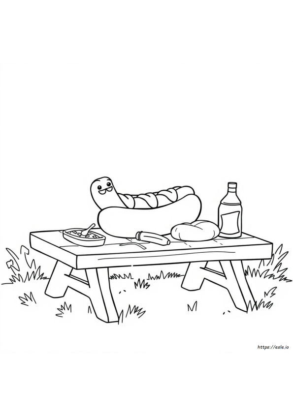Hot Dogs Coloring Page