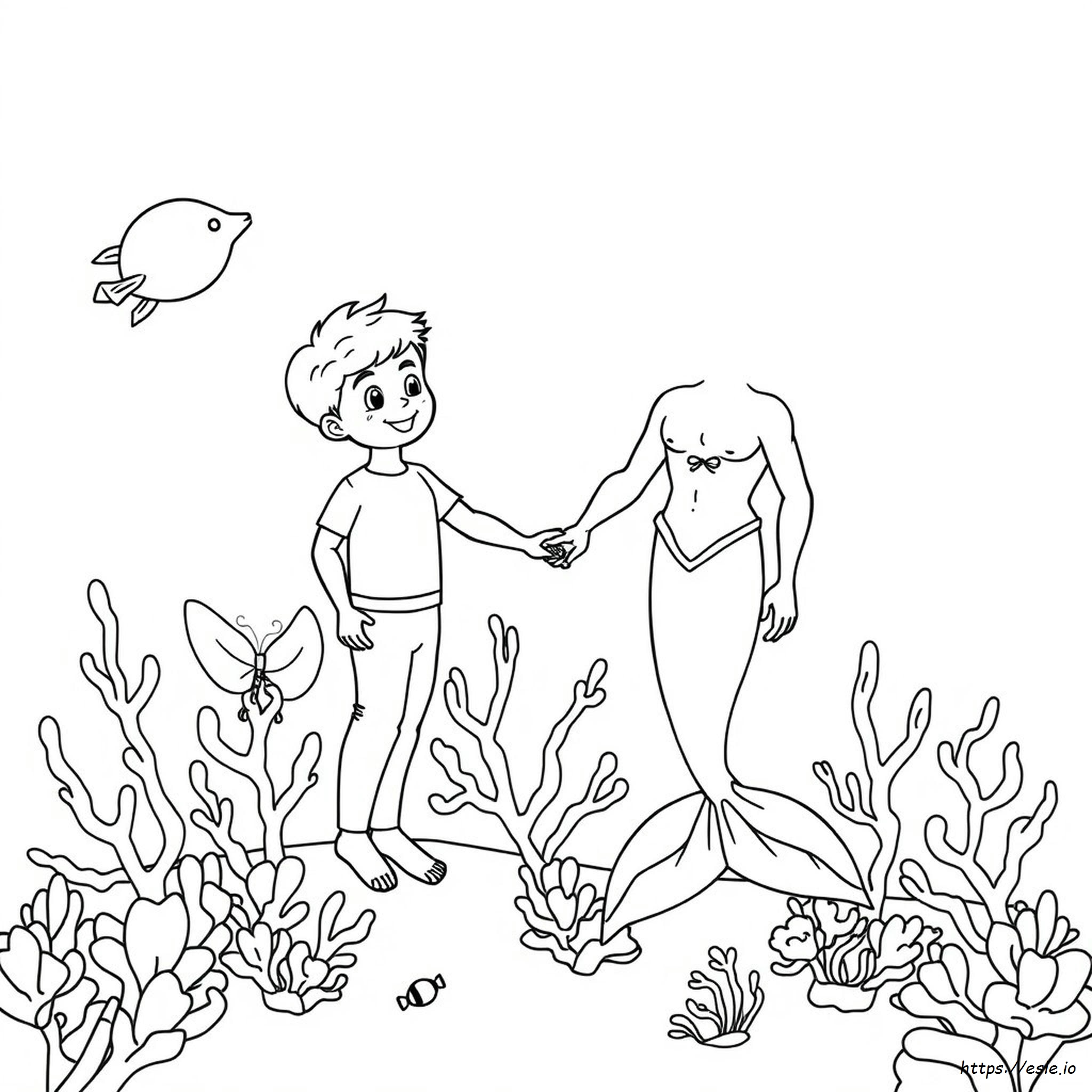 Coloriages Garçon Sirène