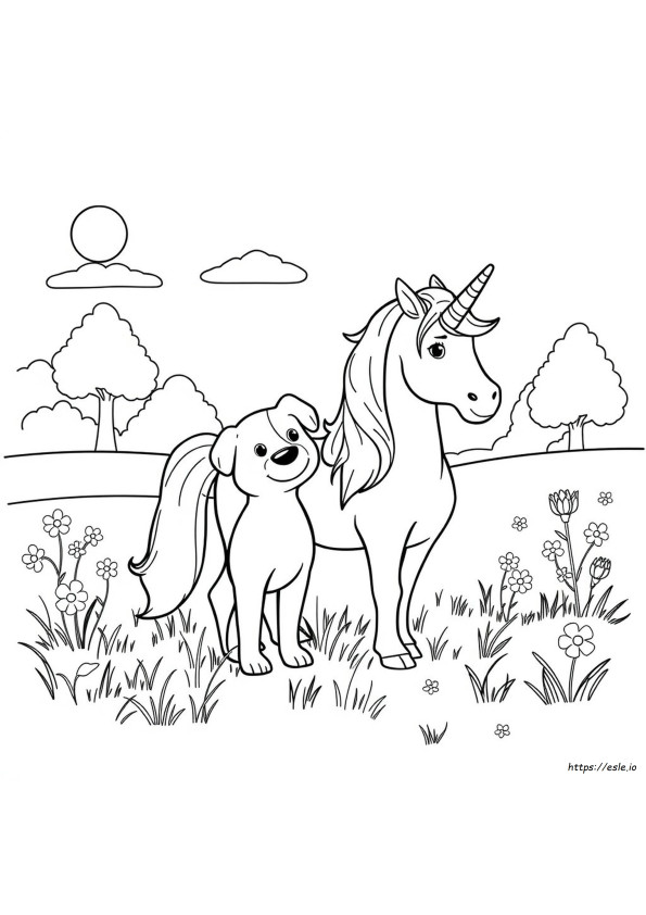 Dog Unicorn Coloring Pages
