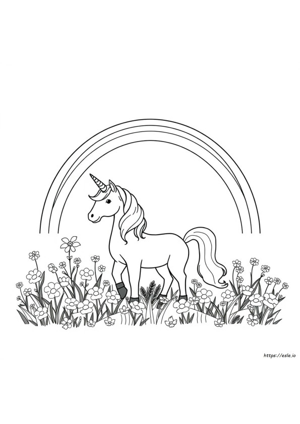 Curcubeu Şi Unicorn De Colorat