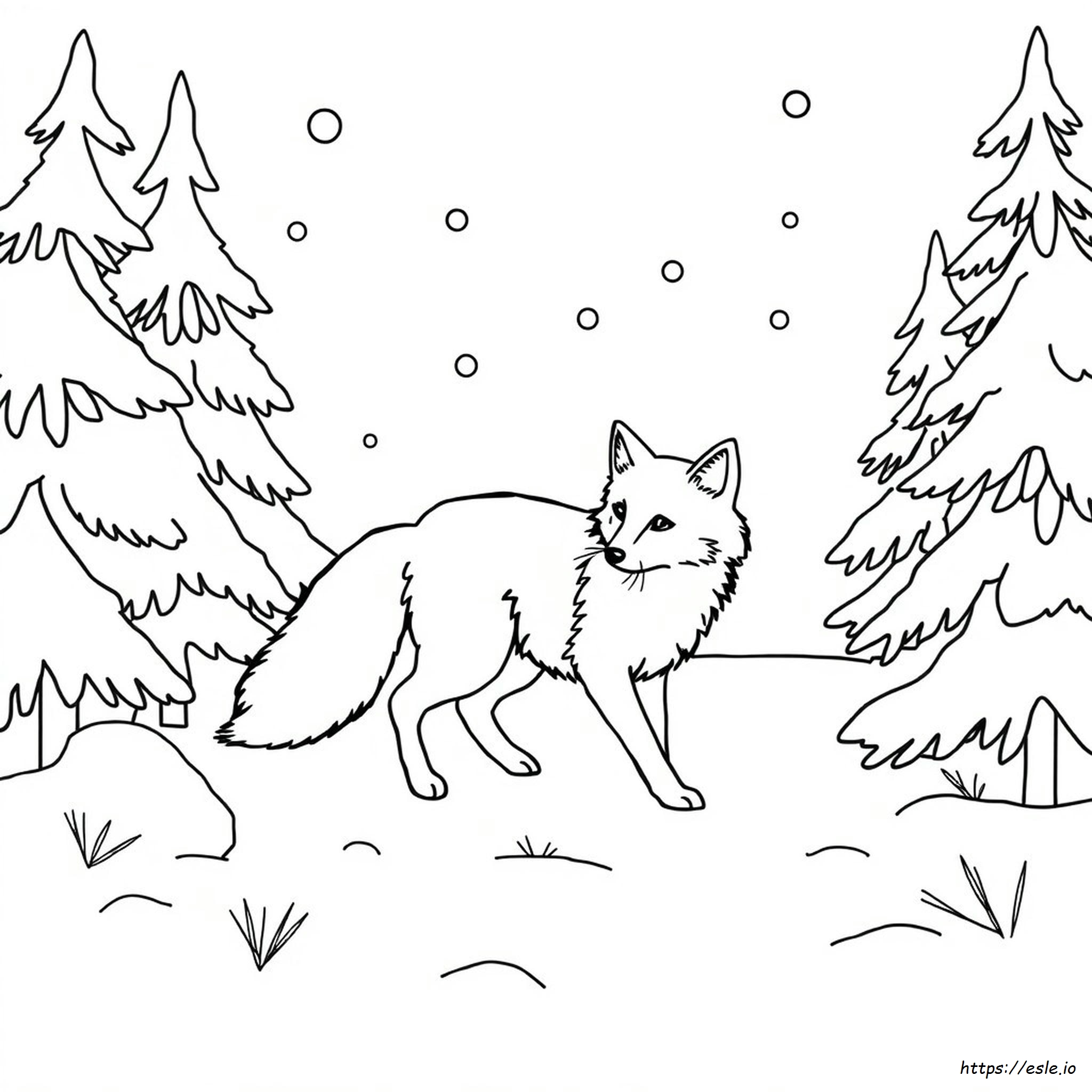 Winter Fox Coloring Page