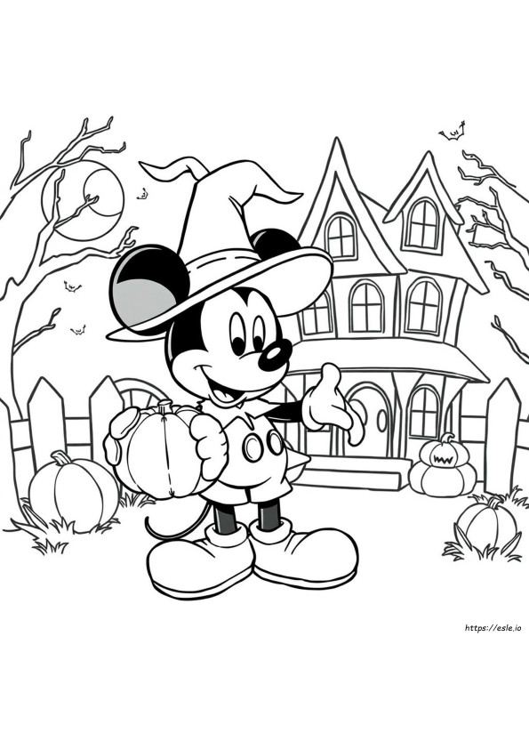 Gambar Mewarnai Halloween Mickey Printable