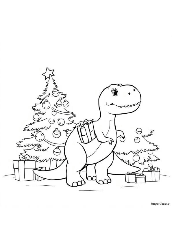 Dinosaur Christmas Coloring Sheets