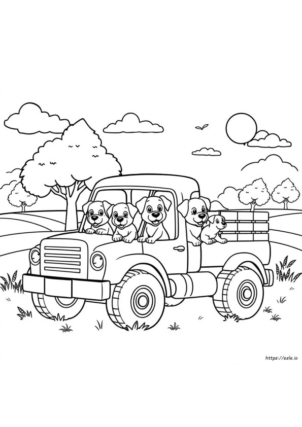 Pagina Da Colorare Con Cuccioli Di Camion Grandi