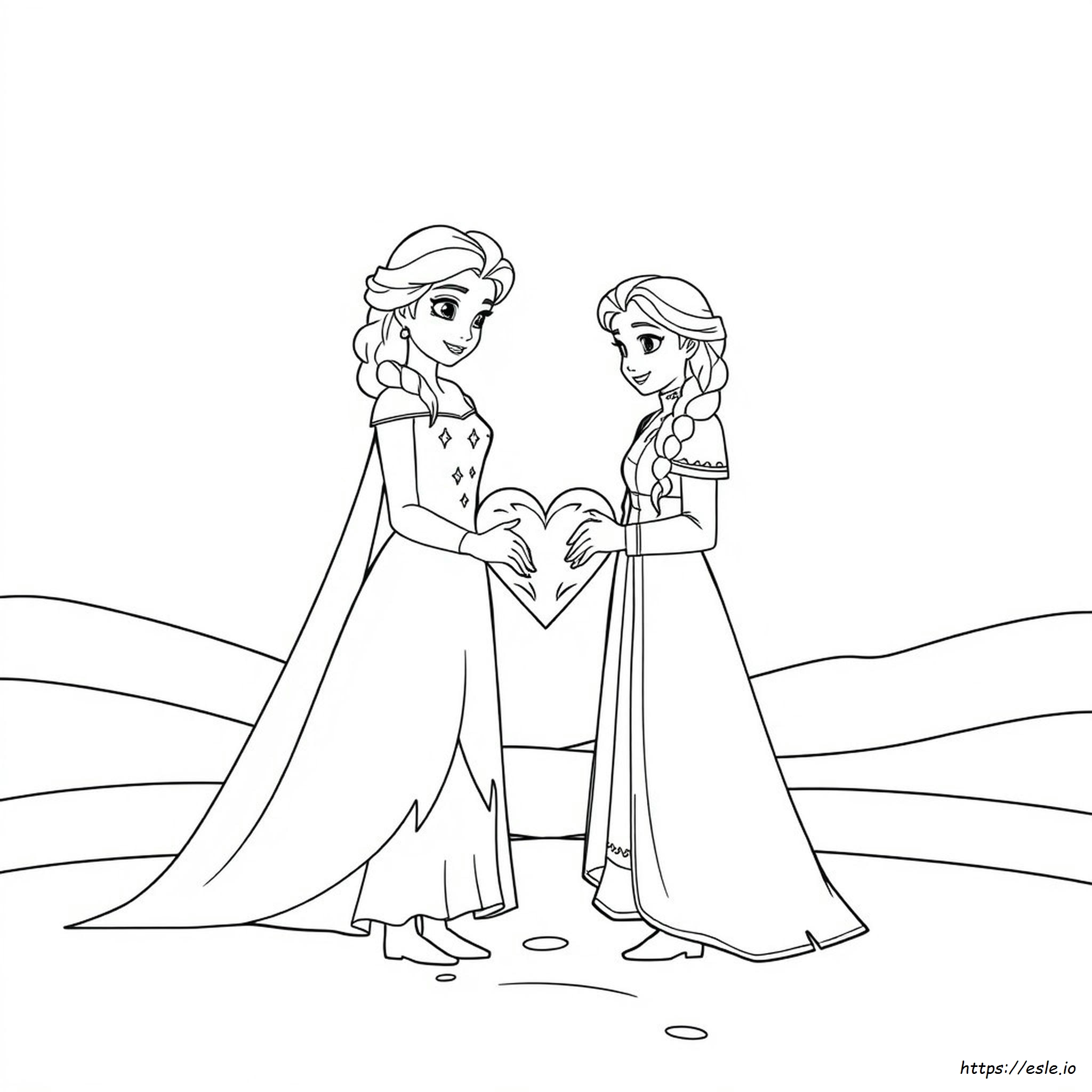 Gambar Mewarnai Putri Elsa Dan Anna