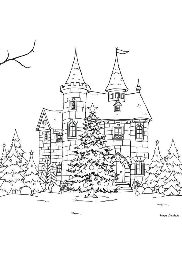 Christmas Castle Coloring Pages