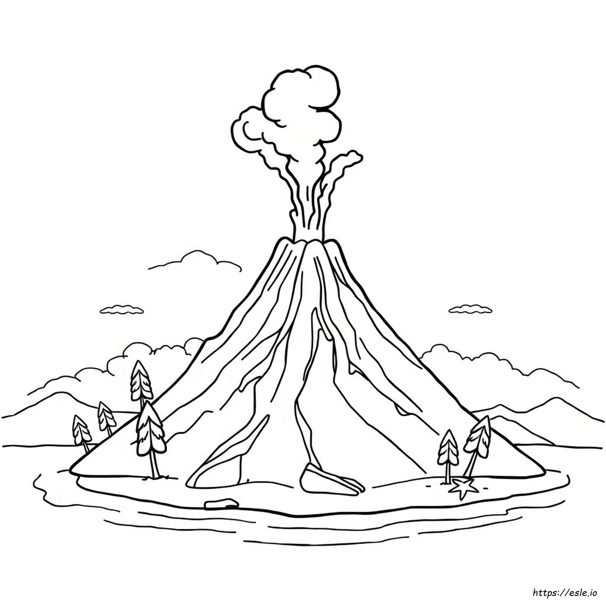 Coloring Page Of A Volcano