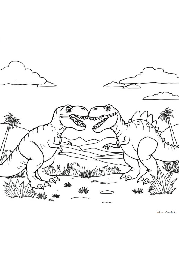T-Rex Vs Giganotosaurus Värityskuvat