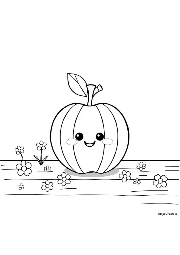 Kawaii Apple Coloring Page