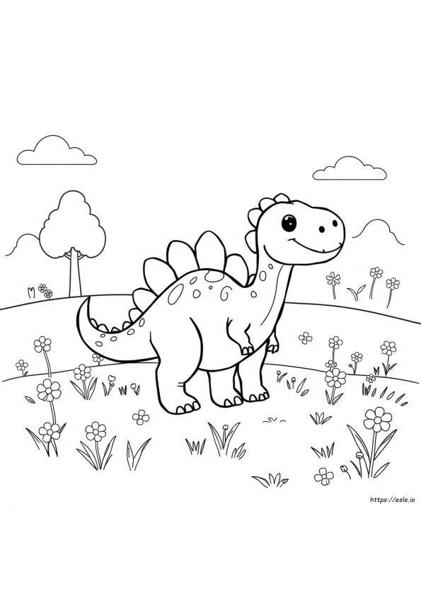 Söpöt Esikoululaisten Dinosaurus Värityskuvat