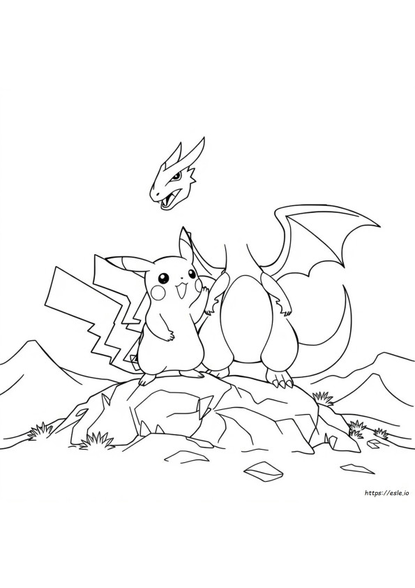 Pikachu Charizard Da Colorare