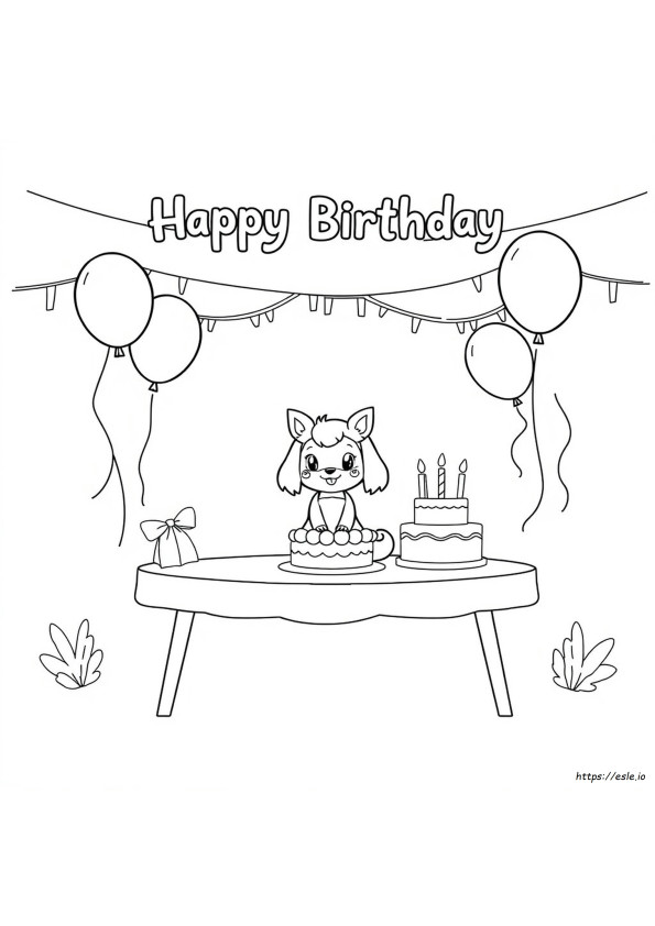 Kuromi Happy Birthday Coloring Page