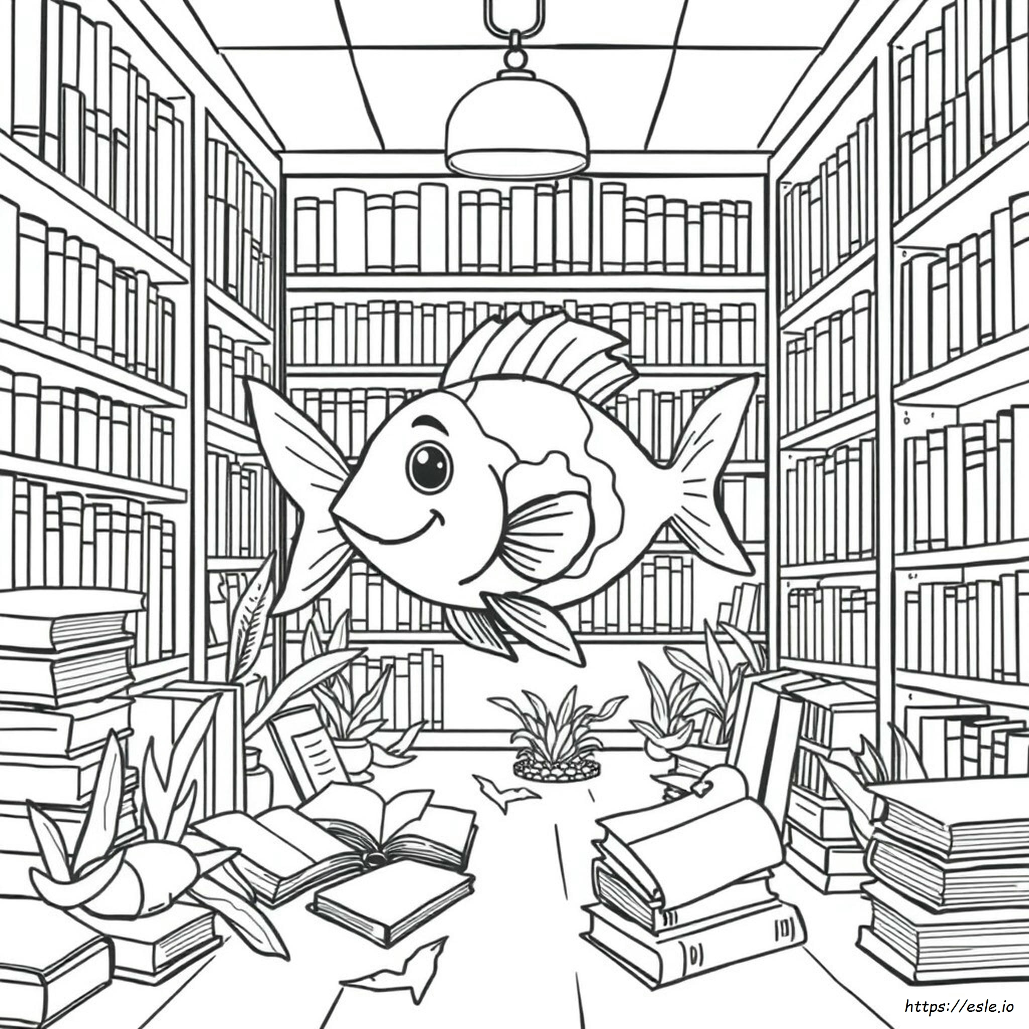 Ryba W Bibliotece Kolorowanka