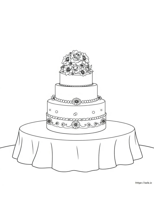 Tort De Nuntă Elegant De Colorat