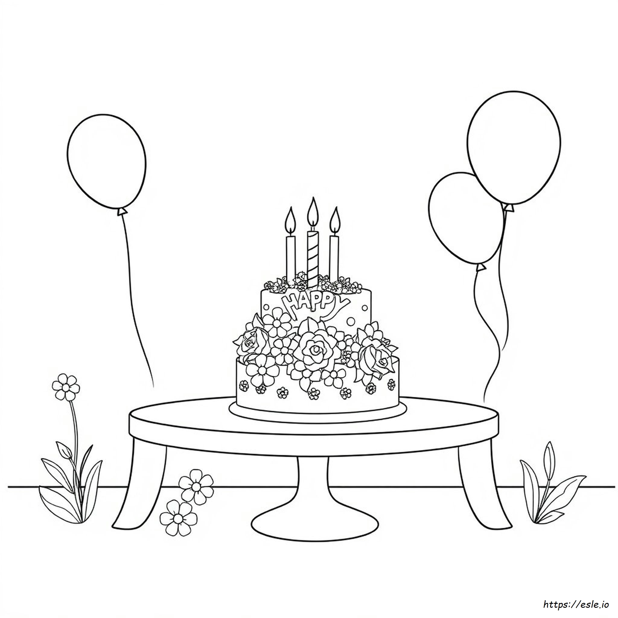 Happy Birthday Flowers Coloring Pages