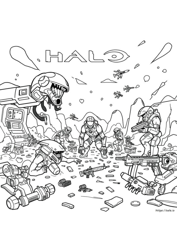Páginas Para Colorear De Halo Flood