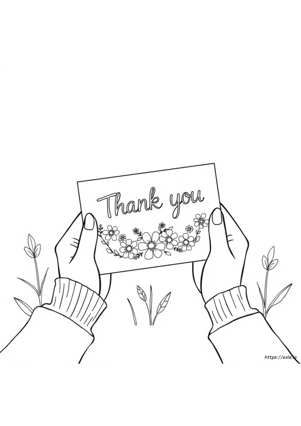 Thank You Card Coloring Page Printable