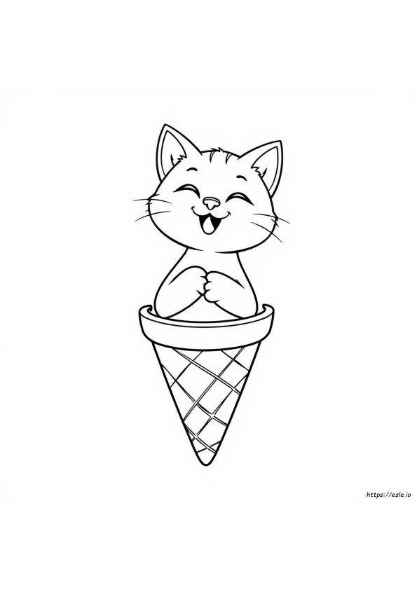 Cat In Ice Cream Cone Coloring Page