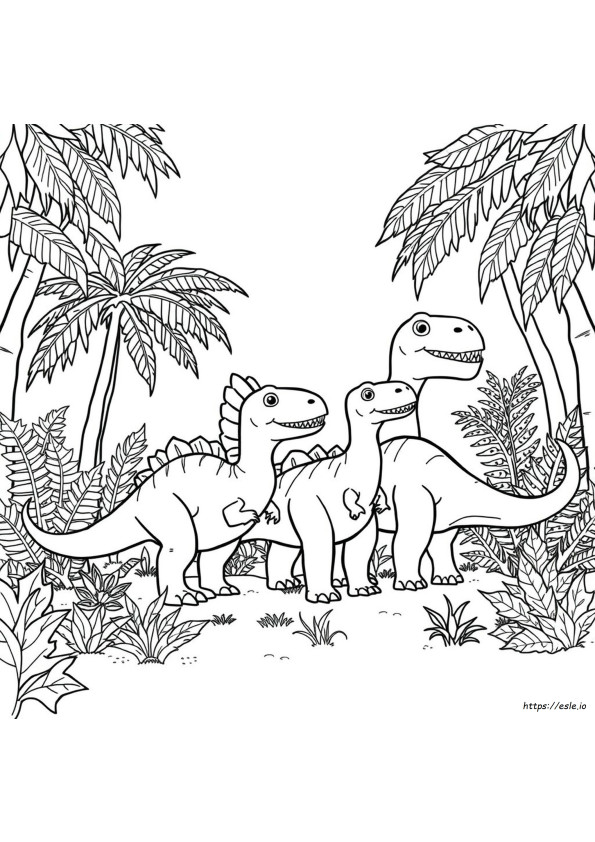 Useita Dinosaurusten Värityskuvia