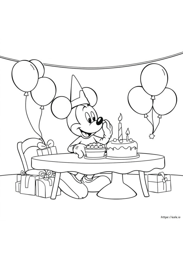 Halaman Mewarnai Ulang Tahun Mickey Mouse Yang Dapat Dicetak