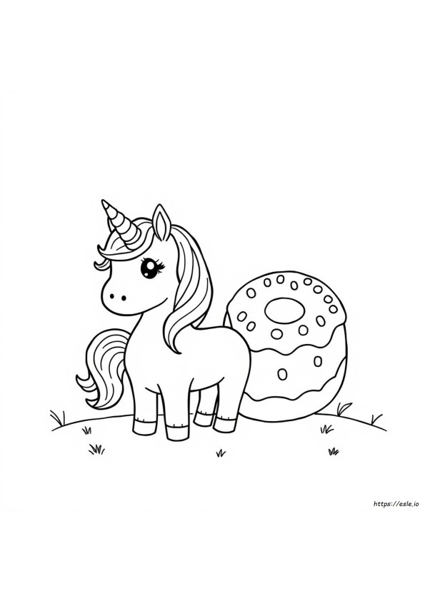Kawaii Doughnut Unicorn Coloring Pages